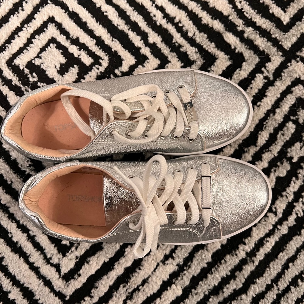 Topshop silver metallic sneakers
